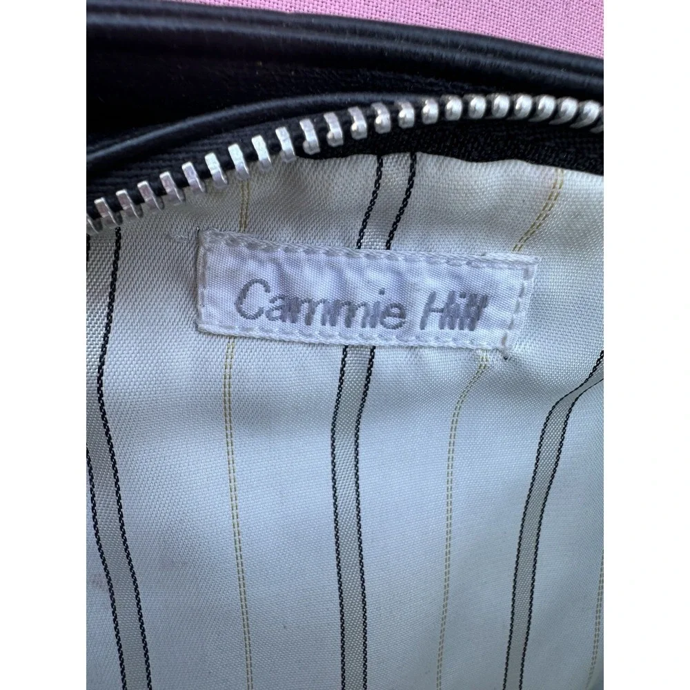 Y2K Cammie Hill‎ Black Leather Ruched Wristlet Clutch Bag 10.5